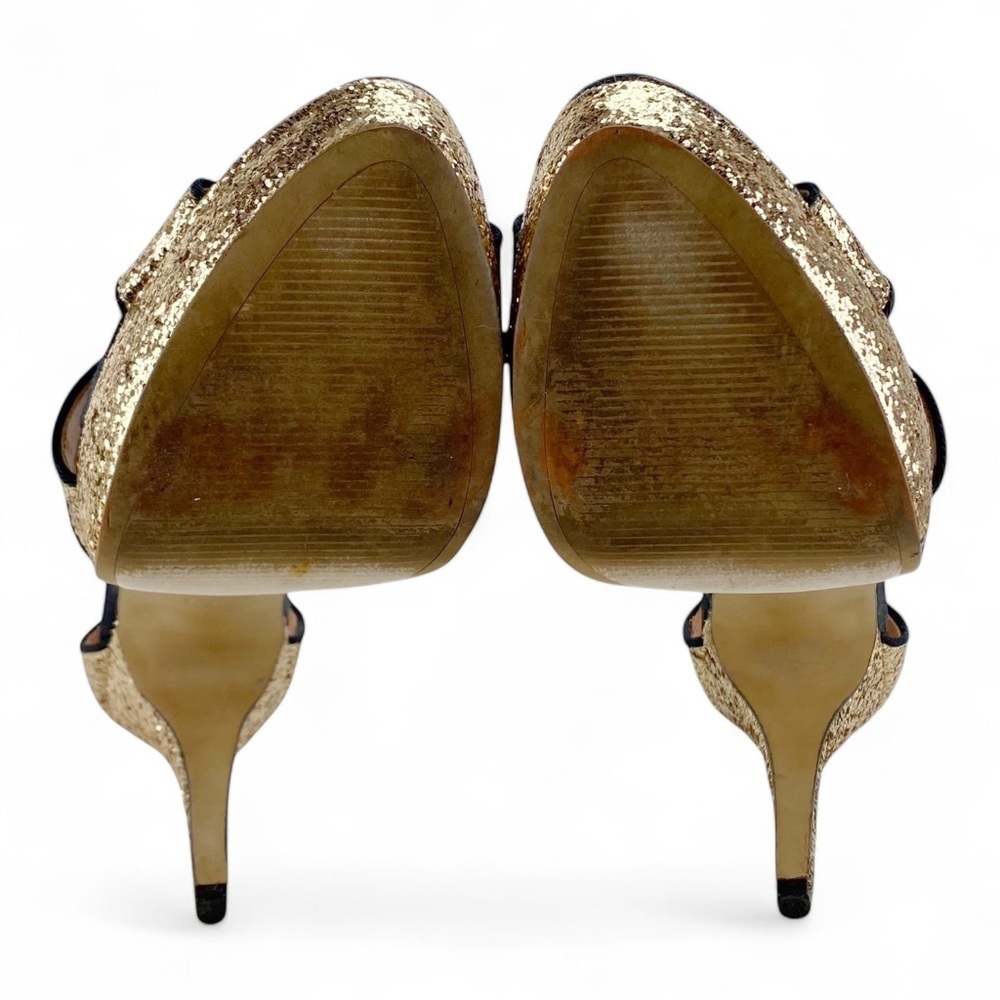 Elle Gemini Gold Glitter Strappy Open Toe Platform Heels Size 9โ - Picture 6 of 6
